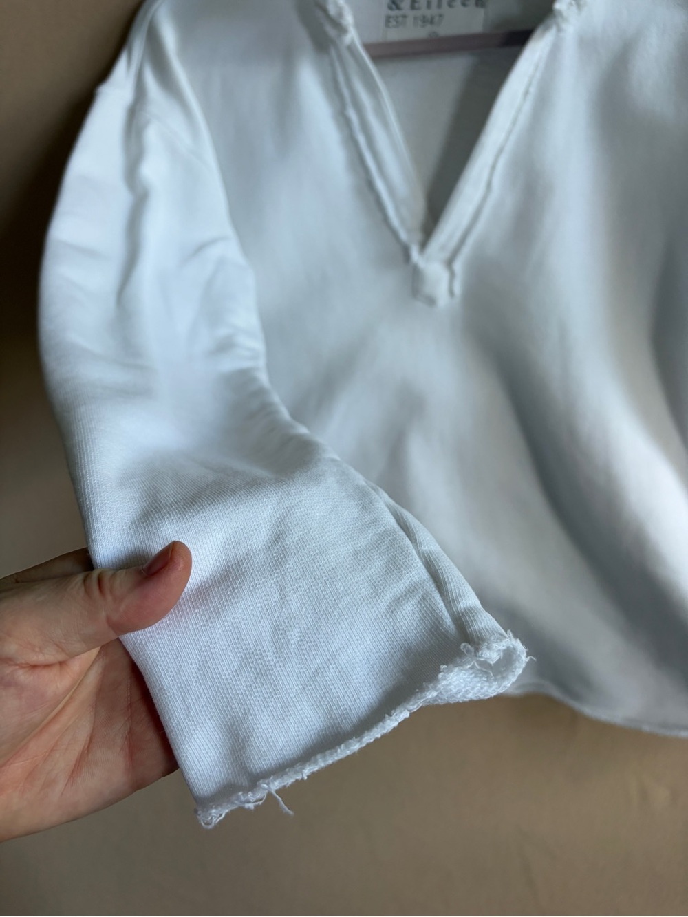 Frank and Eileen Patric Popover Henley Triple Terry White size M - Picture 9 of 14